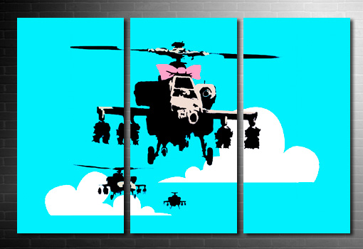 Banksy happy chopper canvas, banksy helicopter print chopper, banksy art prints, banksy canvas art print, banksy canvas uk