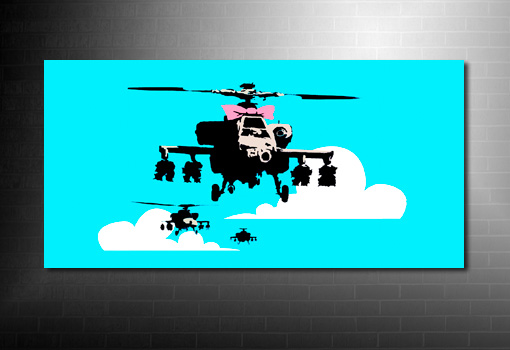 Banksy canvas Art print, banksy happy chopper, banksy art prints, banksy prints uk, banksy canvas uk