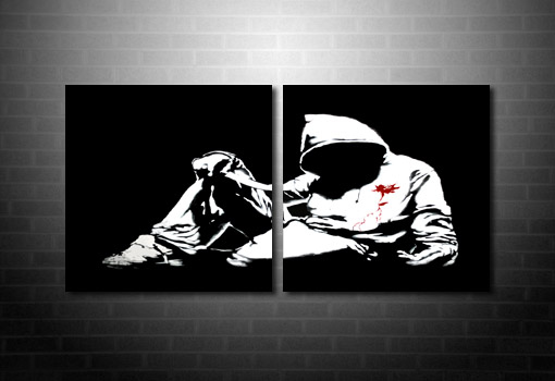 Banksy Hoody wall art, banksy knife photo, banksy canvas painting, banksy canvas wall art, banksy canvas