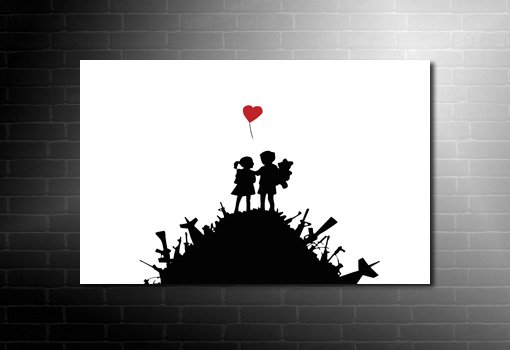 Banksy Kids with Guns, banksy kids picture, banksy heart, banksy wall art, banksy canvas, banksy wall art