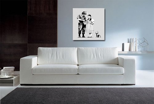 banksy canvas art print, banksy stop and search art